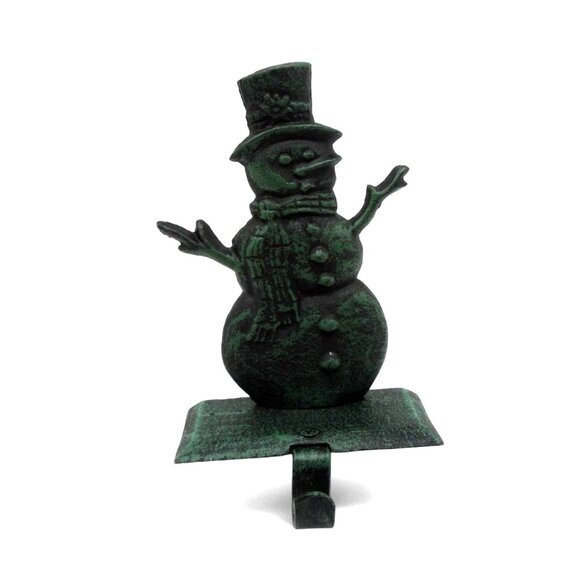 Snowman STOCKING HOLDER Rustic Cast Iron Christmas Decor - Picture 3 of 11
